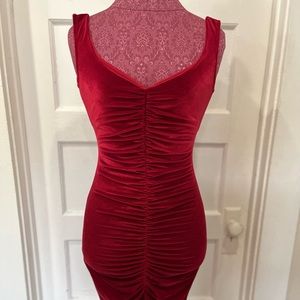 Bettie Page Red Velvet Wiggle Dress. Size S